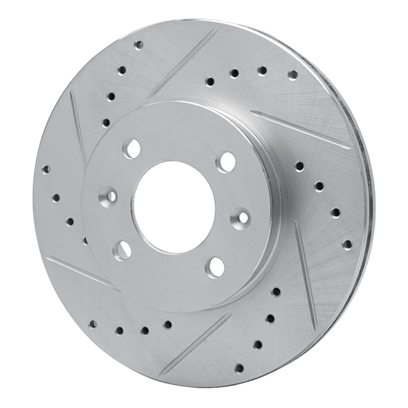 Dodge Attitude Brake Rotor (1) - Front Left - R1 Concepts - Drilled & Slotted - Silver - `06-`12